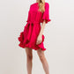 Fuschia Pleats Detail Mini Dress - NIXII Clothing