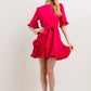 Fuschia Pleats Detail Mini Dress - NIXII Clothing