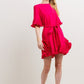 Fuschia Pleats Detail Mini Dress - NIXII Clothing