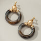 Grey and brown acetate hoop clip on earrings - NIXII Clothing