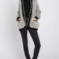 Grey Puff Sleeve Pearl Cardigan - NIXII Clothing