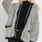 Grey Puff Sleeve Pearl Cardigan - NIXII Clothing