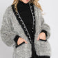 Grey Puff Sleeve Pearl Cardigan - NIXII Clothing