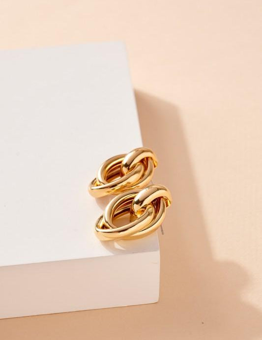 Linked Hoop Dangling Earrings- G - NIXII Clothing