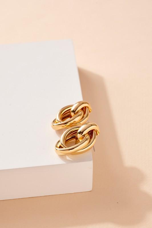 Linked Hoop Dangling Earrings- G - NIXII Clothing
