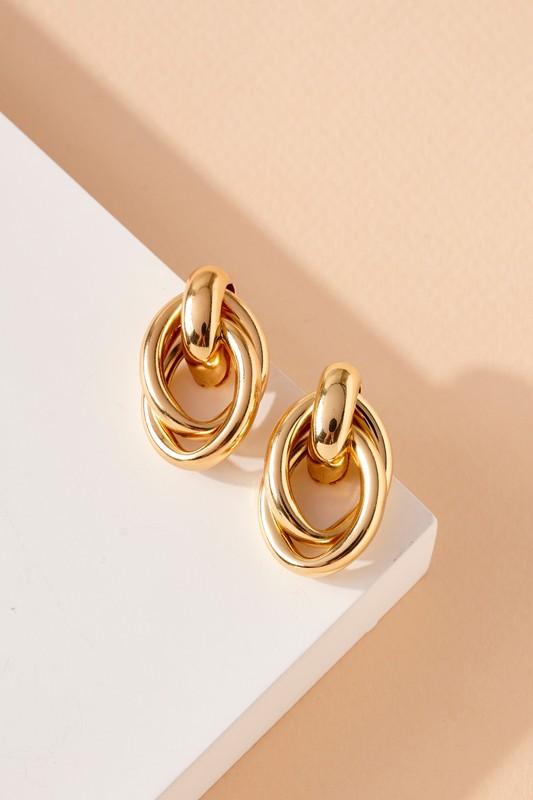 Linked Hoop Dangling Earrings- G - NIXII Clothing