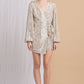 LONG SLEEVE FRONT WRAP SEQUIN ROMPER WITH TIE - NIXII Clothing