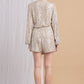 LONG SLEEVE FRONT WRAP SEQUIN ROMPER WITH TIE - NIXII Clothing