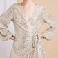 LONG SLEEVE FRONT WRAP SEQUIN ROMPER WITH TIE - NIXII Clothing