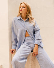 Lori Blue & White Striped Pants - NIXII Clothing