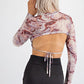 Marble Mesh Print Crop Top with Open Back - NIXII Clothing