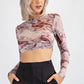 Marble Mesh Print Crop Top with Open Back - NIXII Clothing