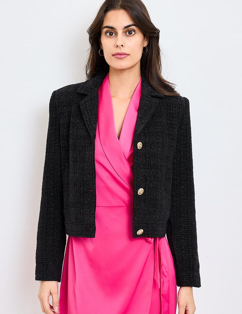 Michelle Black Tweed Jacket - NIXII Clothing