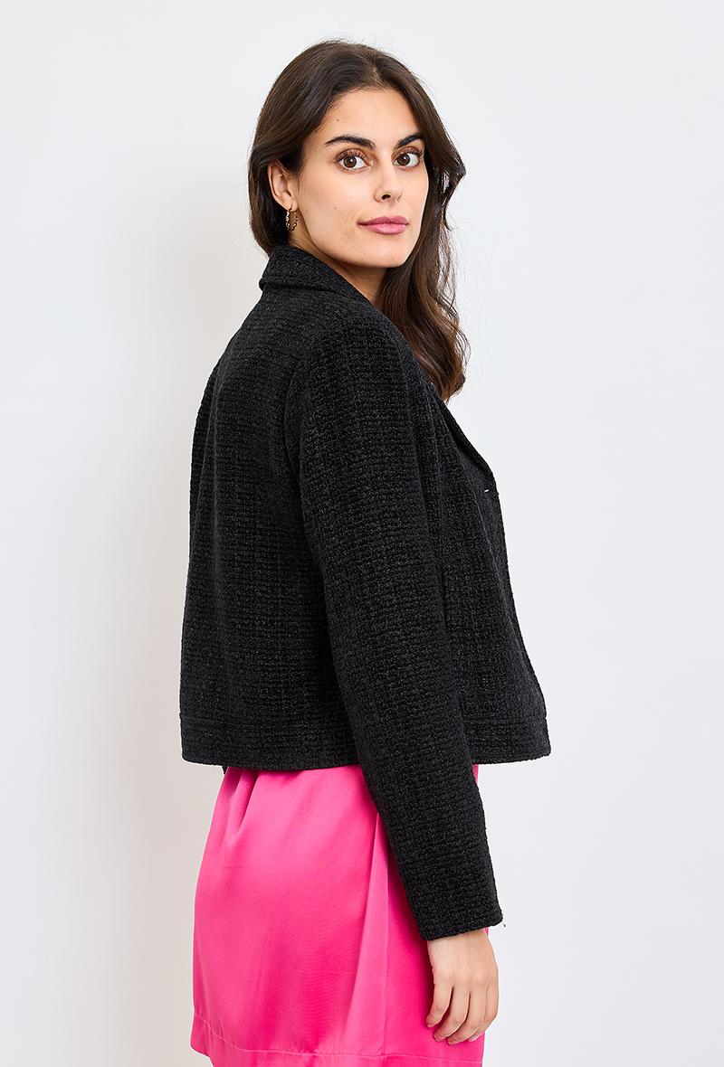 Michelle Black Tweed Jacket - NIXII Clothing
