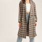 Mocha Oversized Plaid Light Weight Long Coat - NIXII Clothing