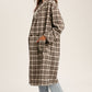 Mocha Oversized Plaid Light Weight Long Coat - NIXII Clothing