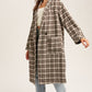 Mocha Oversized Plaid Light Weight Long Coat - NIXII Clothing