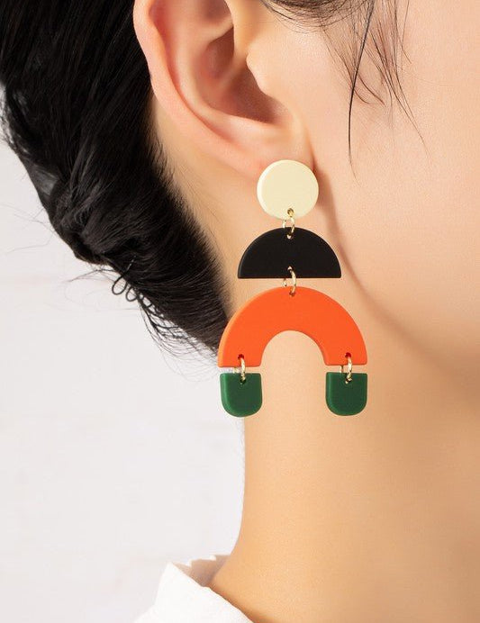 Multi Colored Geo shapes dangling earrings - NIXII Clothing