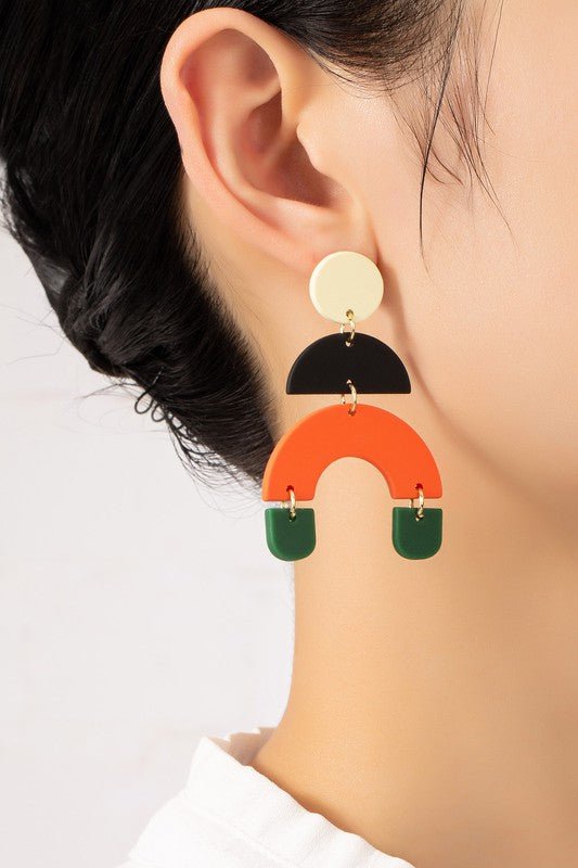 Multi Colored Geo shapes dangling earrings - NIXII Clothing