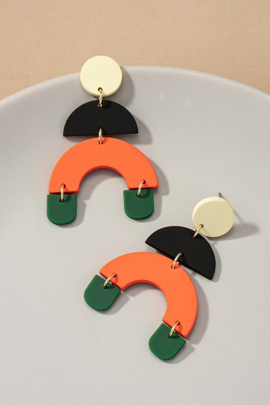 Multi Colored Geo shapes dangling earrings
