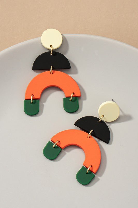 Multi Colored Geo shapes dangling earrings - NIXII Clothing