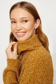 Mustard Drop Shoulder Turtle Neck Sweater - NIXII Clothing