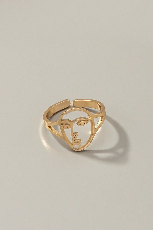 Openwork abstract face adjustable ring - NIXII Clothing