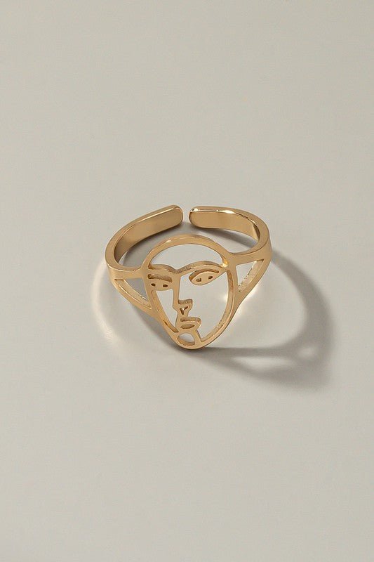 Openwork abstract face adjustable ring - NIXII Clothing