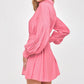 Pink Long Sleeve Shirt Dress - NIXII Clothing
