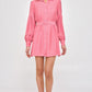 Pink Long Sleeve Shirt Dress - NIXII Clothing