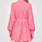 Pink Long Sleeve Shirt Dress - NIXII Clothing