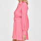 Pink Long Sleeve Shirt Dress - NIXII Clothing