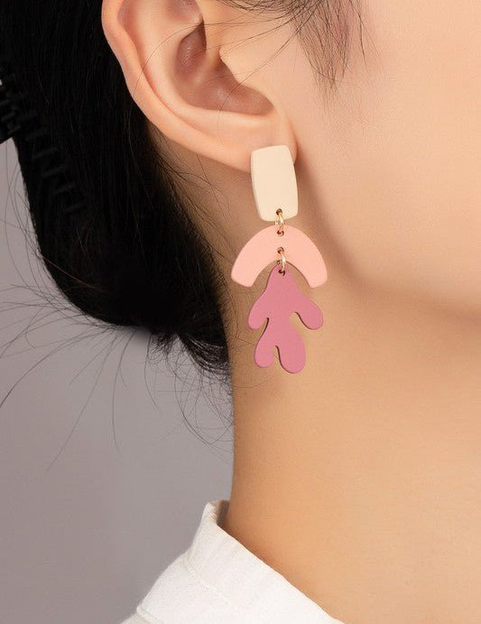 Pink tone acrylic drop earrings - NIXII Clothing