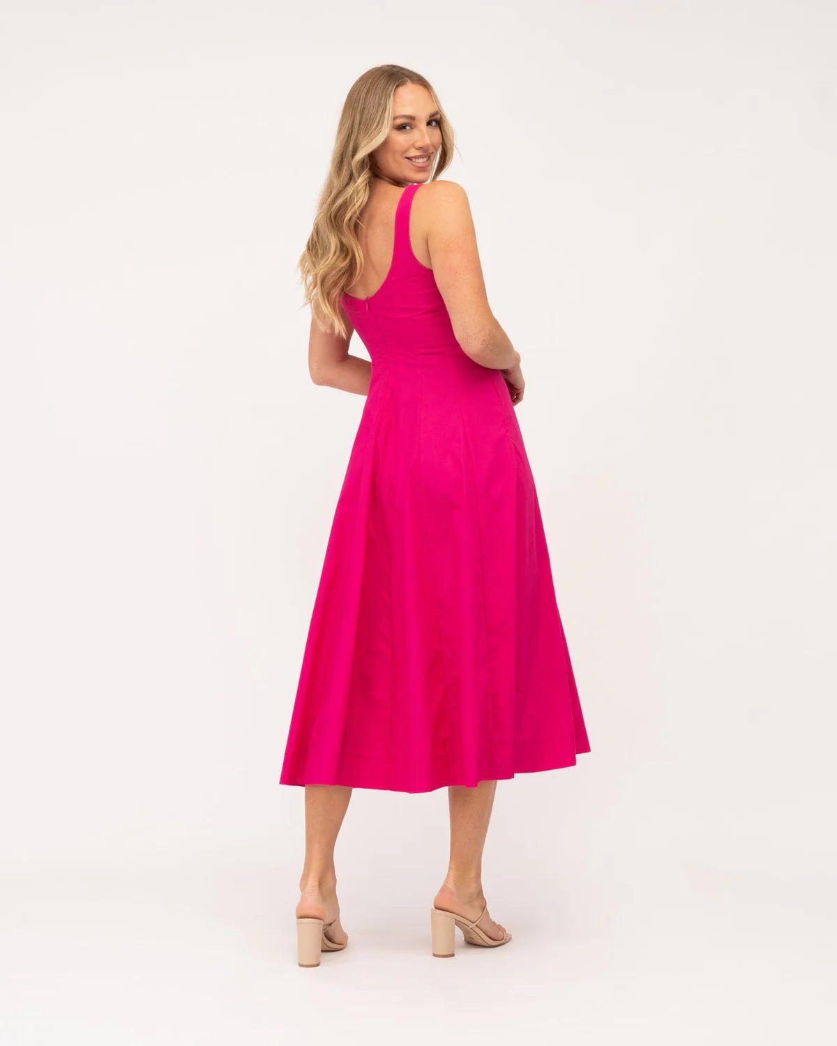 Rasberry Scoop Back Midi Dress - NIXII Clothing