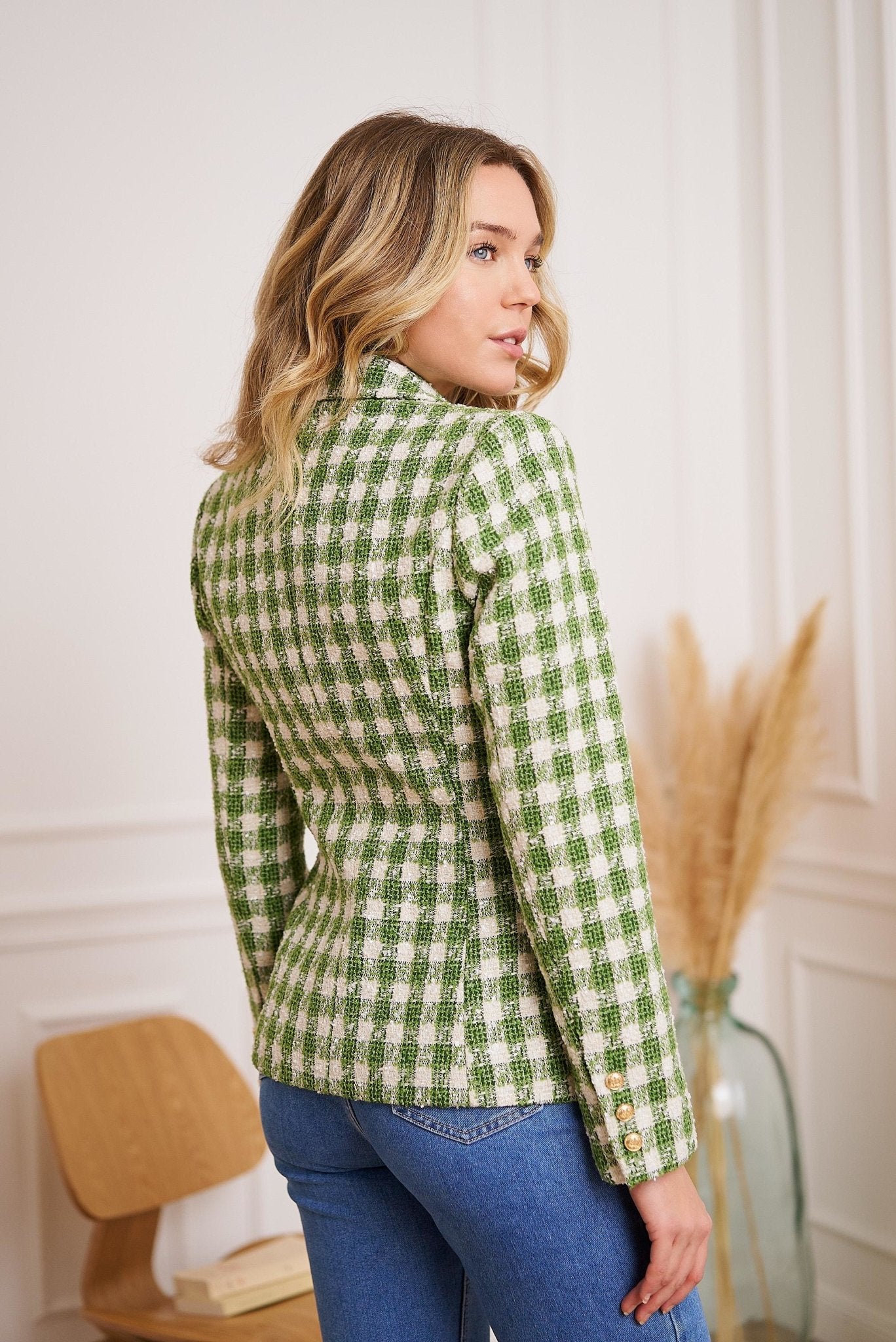 Sarah Checkered Tweed Jacket - NIXII Clothing