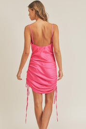 SATIN SIDE DRAWSTRING DRESS - NIXII Clothing