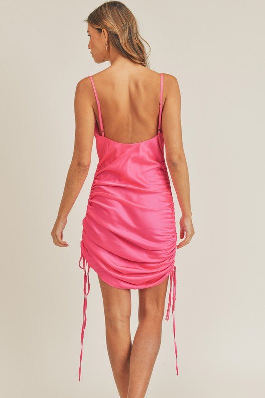 SATIN SIDE DRAWSTRING DRESS - NIXII Clothing