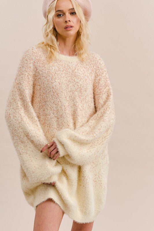 SOFT TOUCH FUR TUNIC PULLOVER KNIT SWEATER