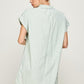 Stripe Print Curved Hem Short Dress- Sage - NIXII Clothing