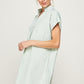 Stripe Print Curved Hem Short Dress- Sage - NIXII Clothing