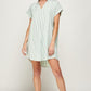 Stripe Print Curved Hem Short Dress- Sage - NIXII Clothing