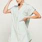 Stripe Print Curved Hem Short Dress- Sage - NIXII Clothing