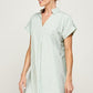 Stripe Print Curved Hem Short Dress- Sage - NIXII Clothing