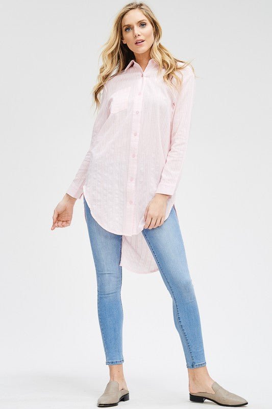 Striped Fabric Ho-lo Tunic Shirt - NIXII Clothing