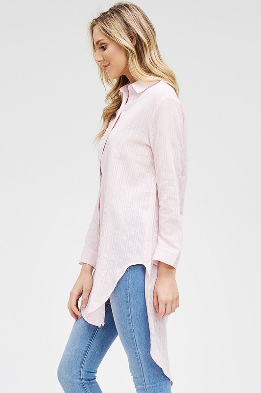 Striped Fabric Ho-lo Tunic Shirt - NIXII Clothing