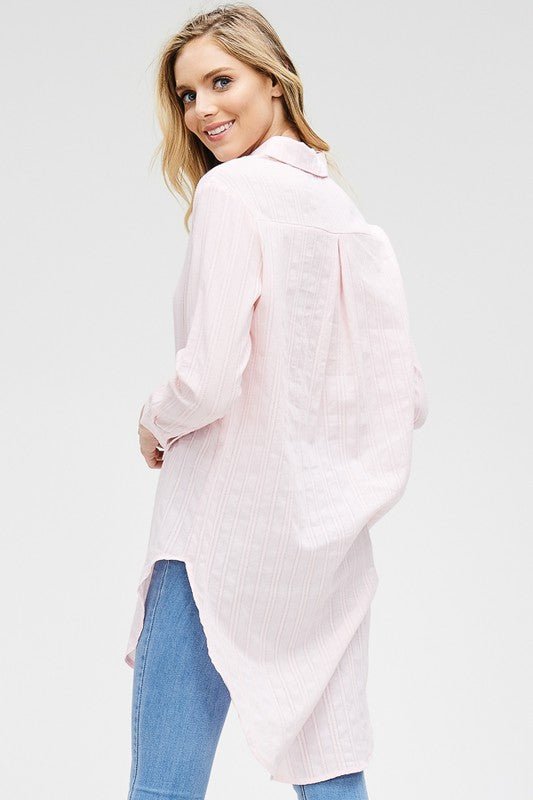 Striped Fabric Ho-lo Tunic Shirt - NIXII Clothing