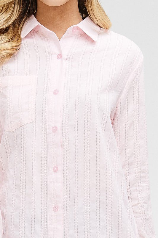 Striped Fabric Ho-lo Tunic Shirt - NIXII Clothing