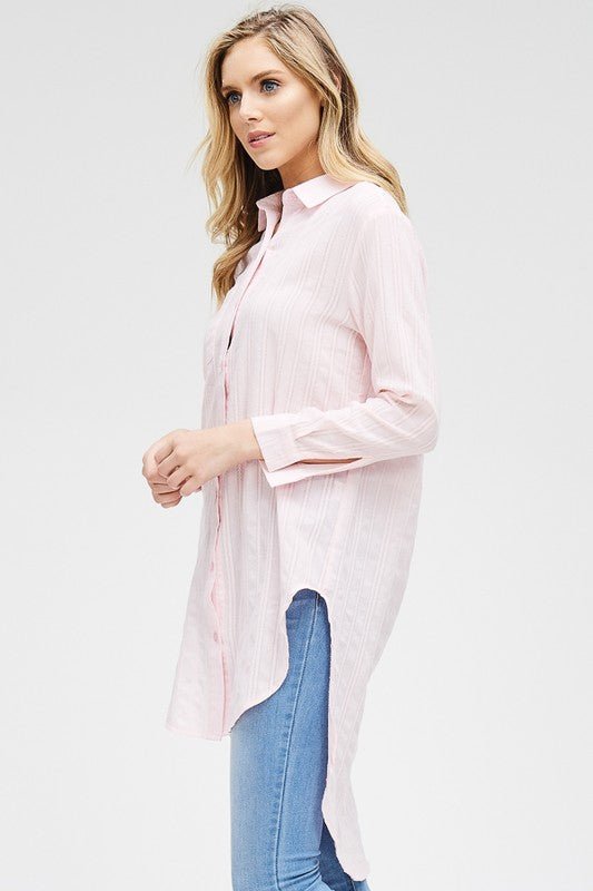Striped Fabric Ho-lo Tunic Shirt - NIXII Clothing