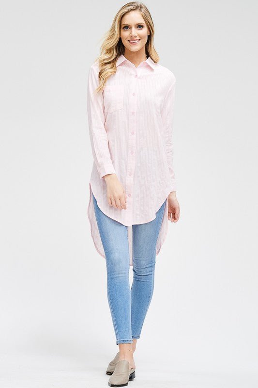 Striped Fabric Ho-lo Tunic Shirt - NIXII Clothing