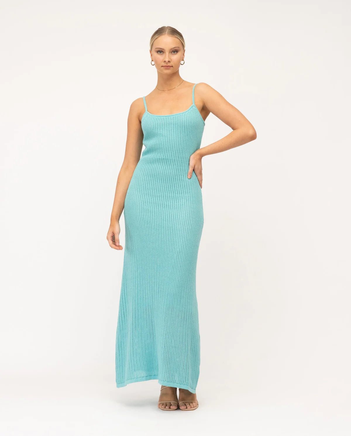 Summer Aqua Knit Maxi Dress - NIXII Clothing